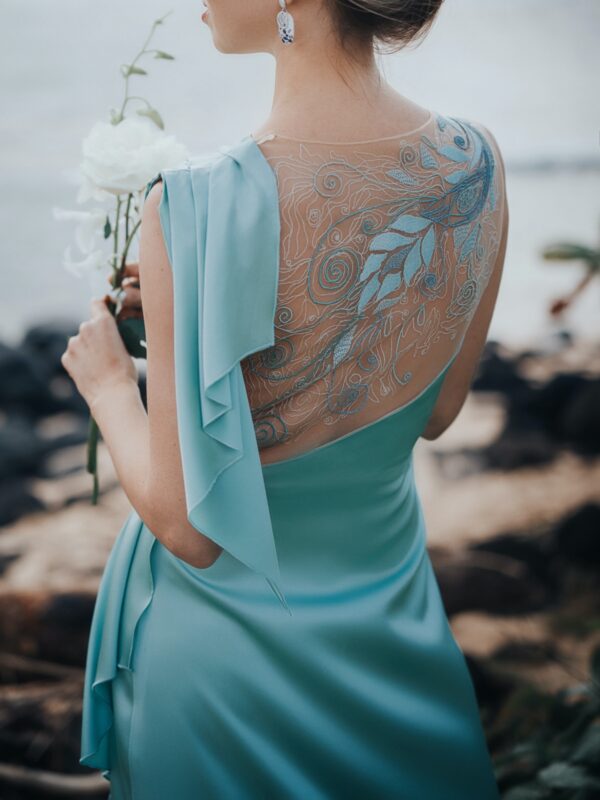 Azore Peacock Silk Dress