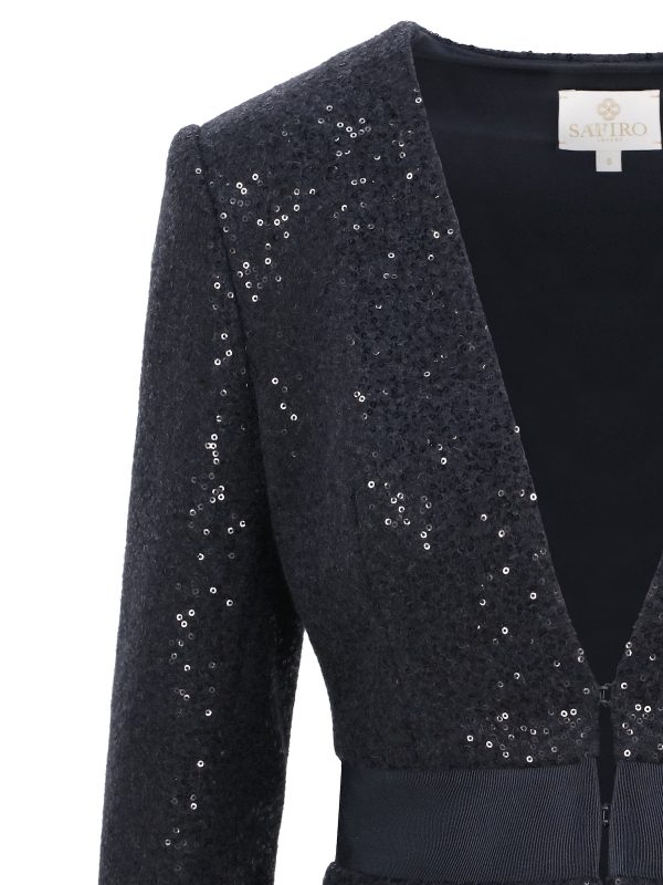 Black Crystal Wool Jacket