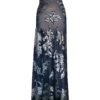 Blue Opal Floral Long Silk Skirt
