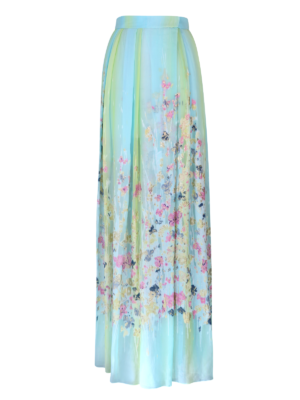 Aquamarine Floral Long Skirt