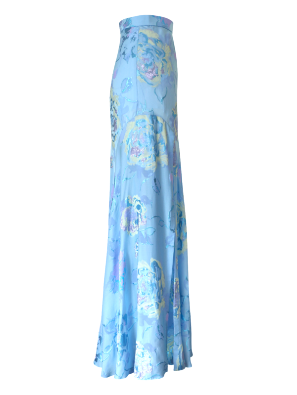 Blue Opal Silk Jacquard Skirt