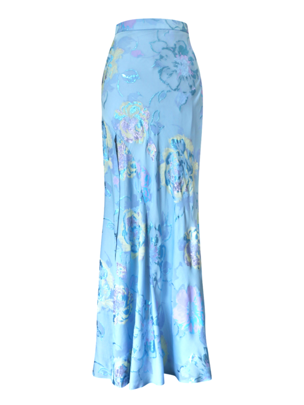 Blue Opal Silk Jacquard Skirt