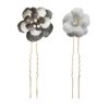 Platinum and Black Gold Floral Hair Pins