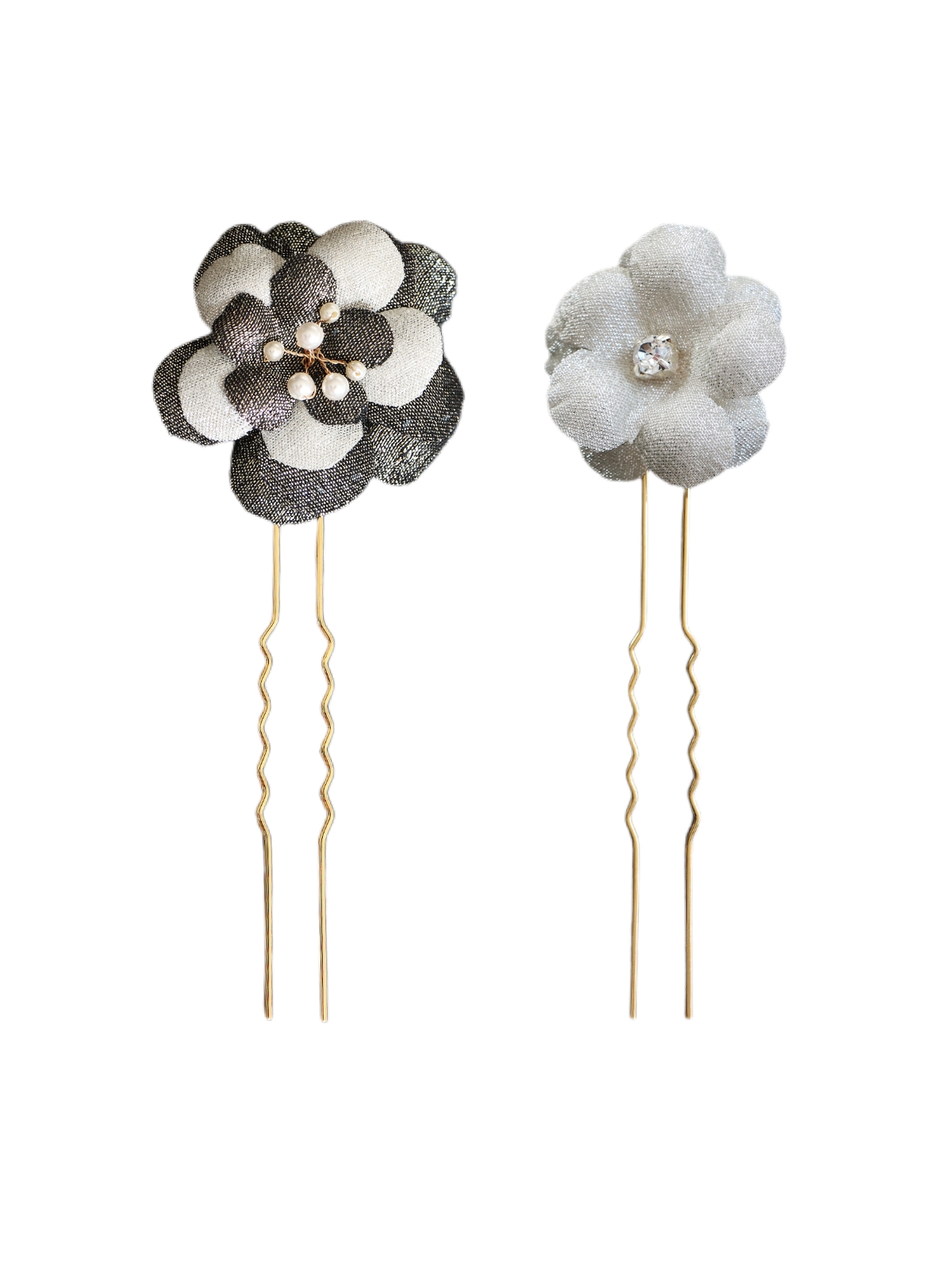 Luxury hair pins - white and gold