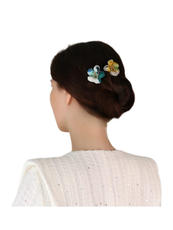 Shimmery Silk Floral Hair Pins