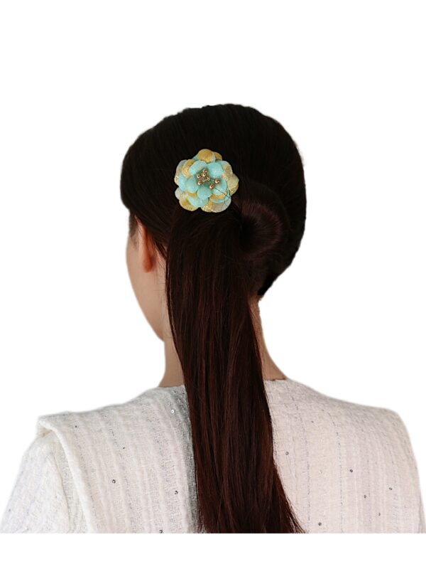 Silk Floral Hair Pins (Gold & Blue)