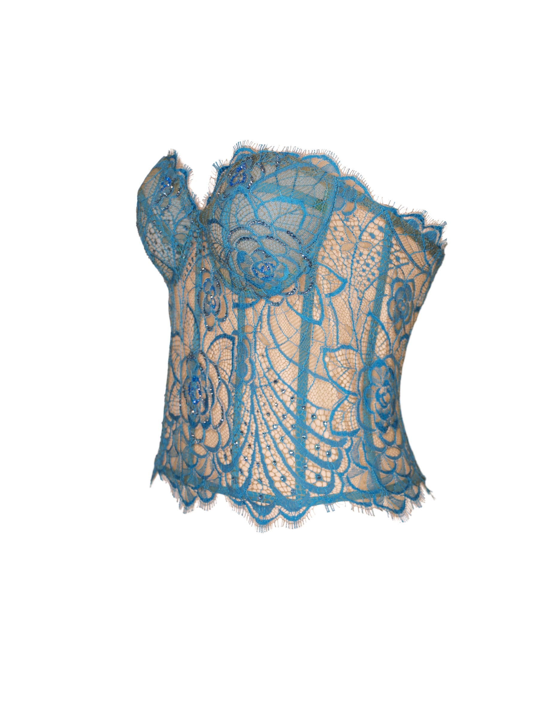 Teal Lace Corset Top