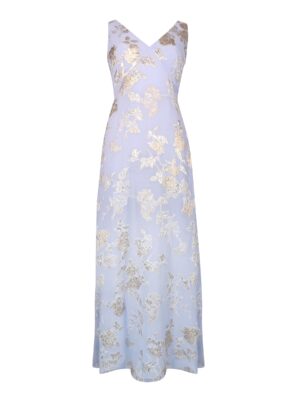 Lilac Crystal Floral Silk Dress