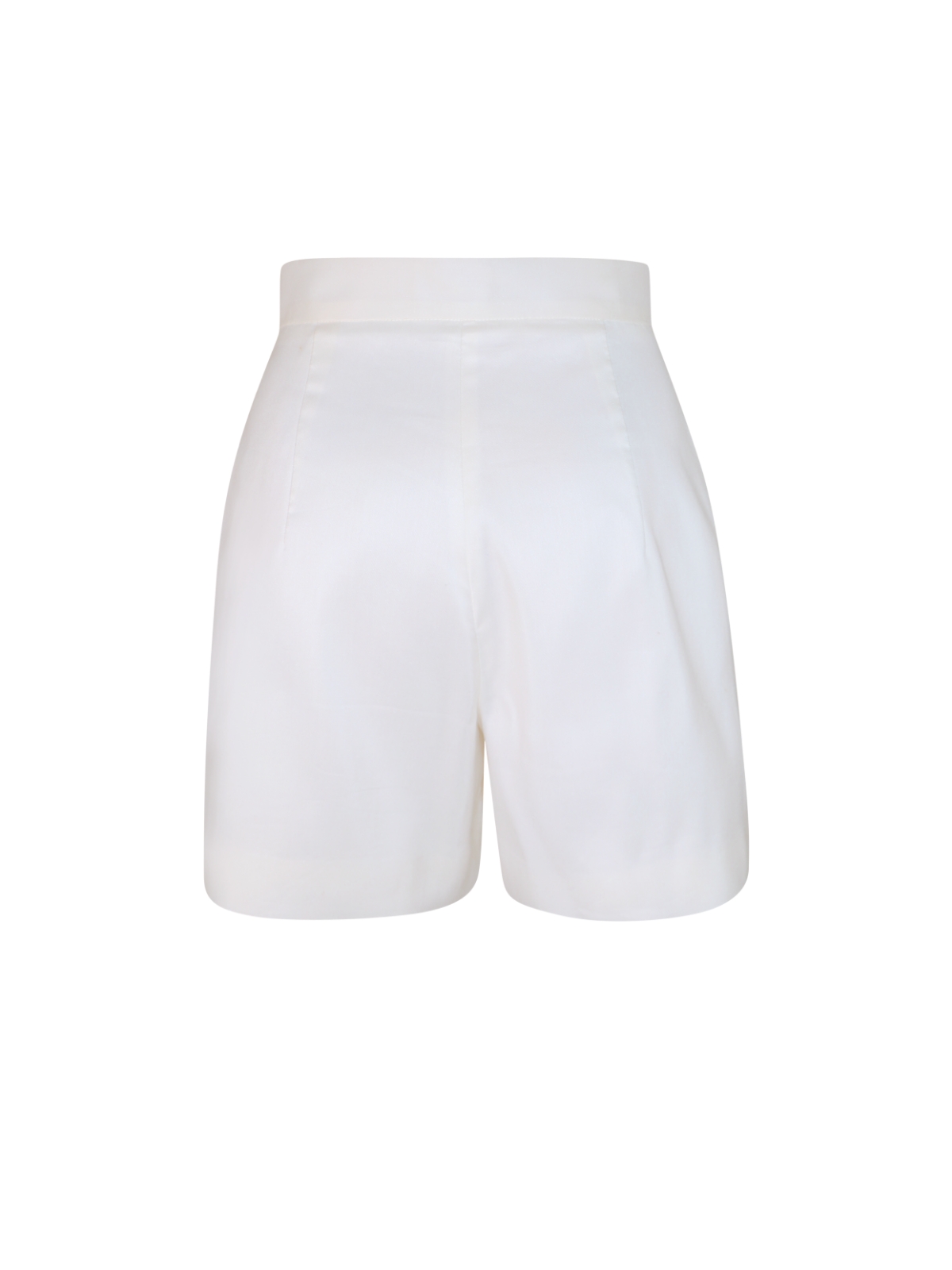 White High-Waisted Silk Shorts