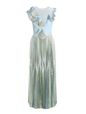 Blue Dimond Couture Metallic Evening Dress