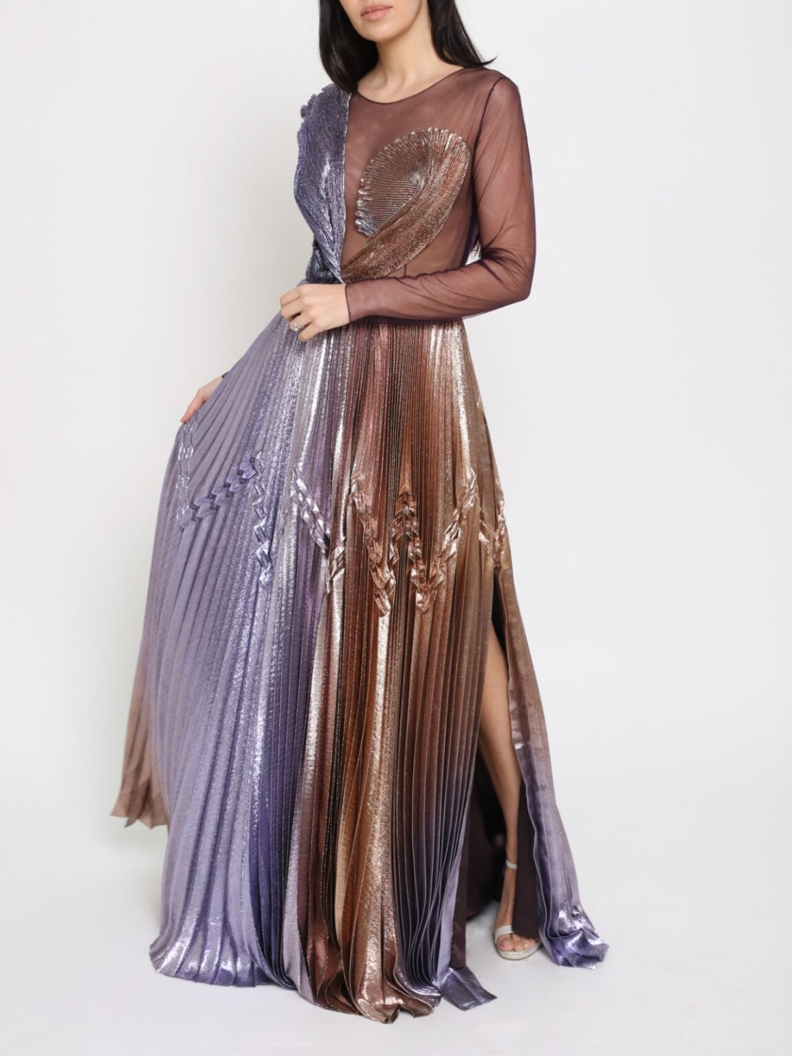 Imani Bronze Glitter Evening Dress