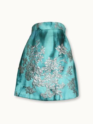 Jade Bloom Green Jacquard Mini Skirt